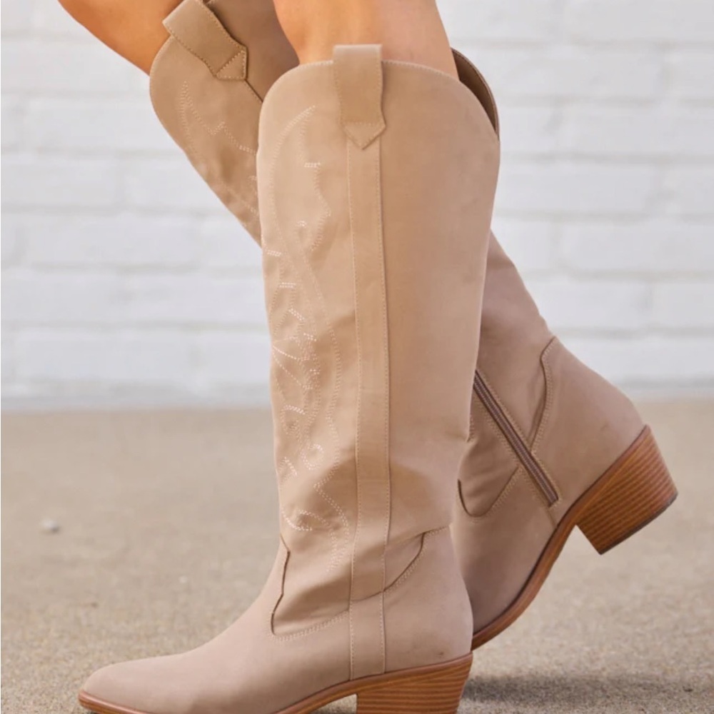 Pink Lily Shania Tan Knee-High Women's Cowboy Boots 8.5 New - Picture 13 of 16